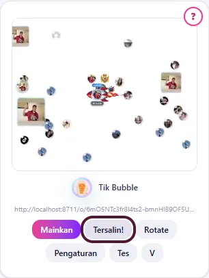 Klik Salin Link: tombol berubah menjadi Tersalin!