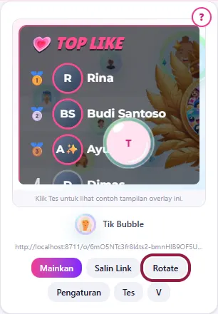 Tombol Rotate: membuat link baru (link lama tidak berlaku)