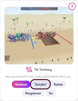 Klik Salin Link di kartu Tik Tambang → Tersalin!