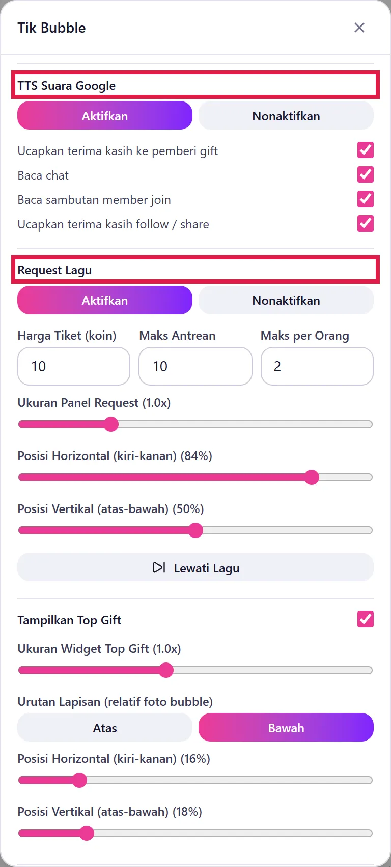 TTS Suara Google dan Request Lagu