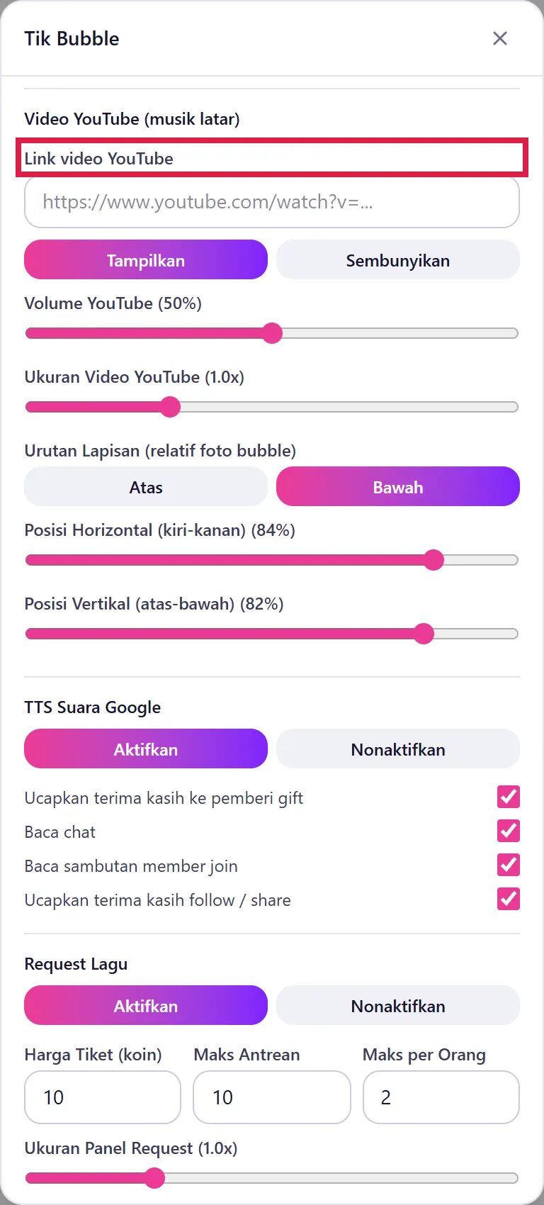 Video YouTube (musik latar)