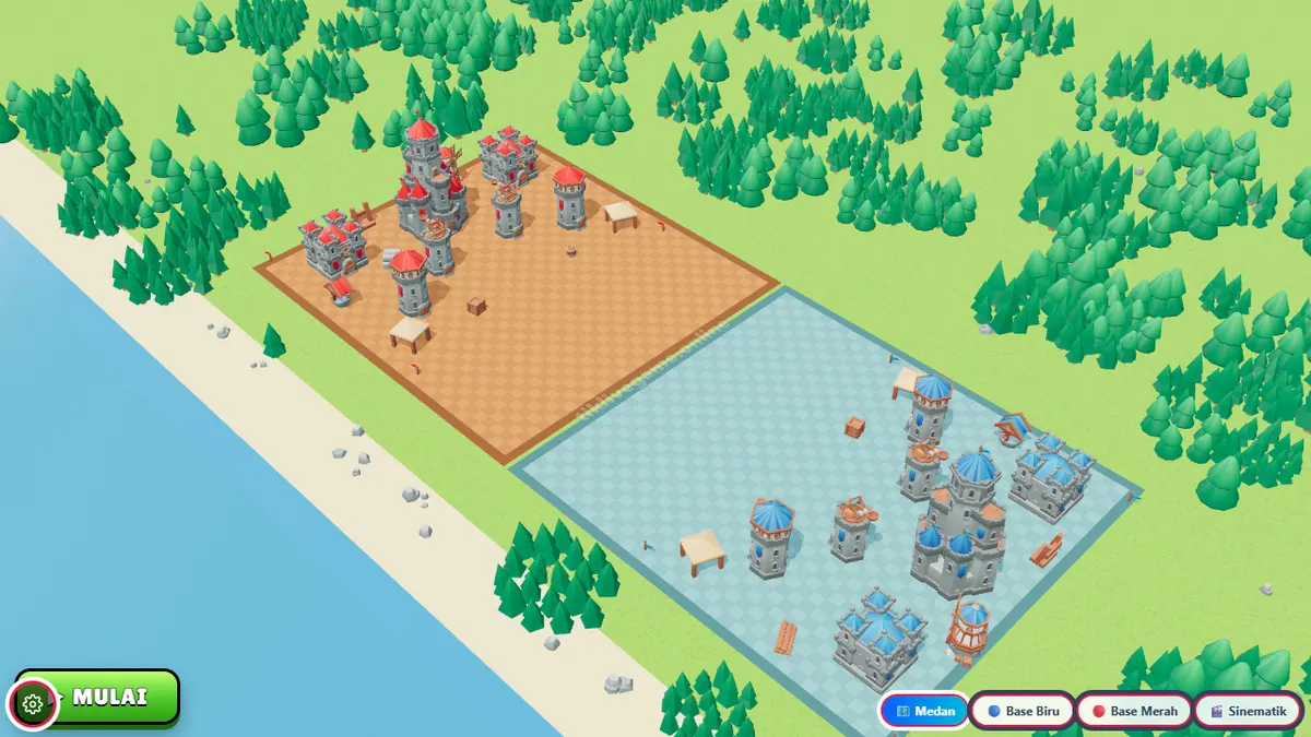Base kubu Biru & Merah: Town Hall, tower, cannon, barracks