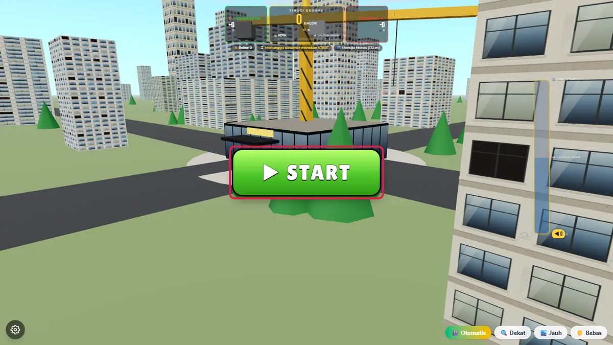 Window Mainkan: tombol ▶ START di tengah layar