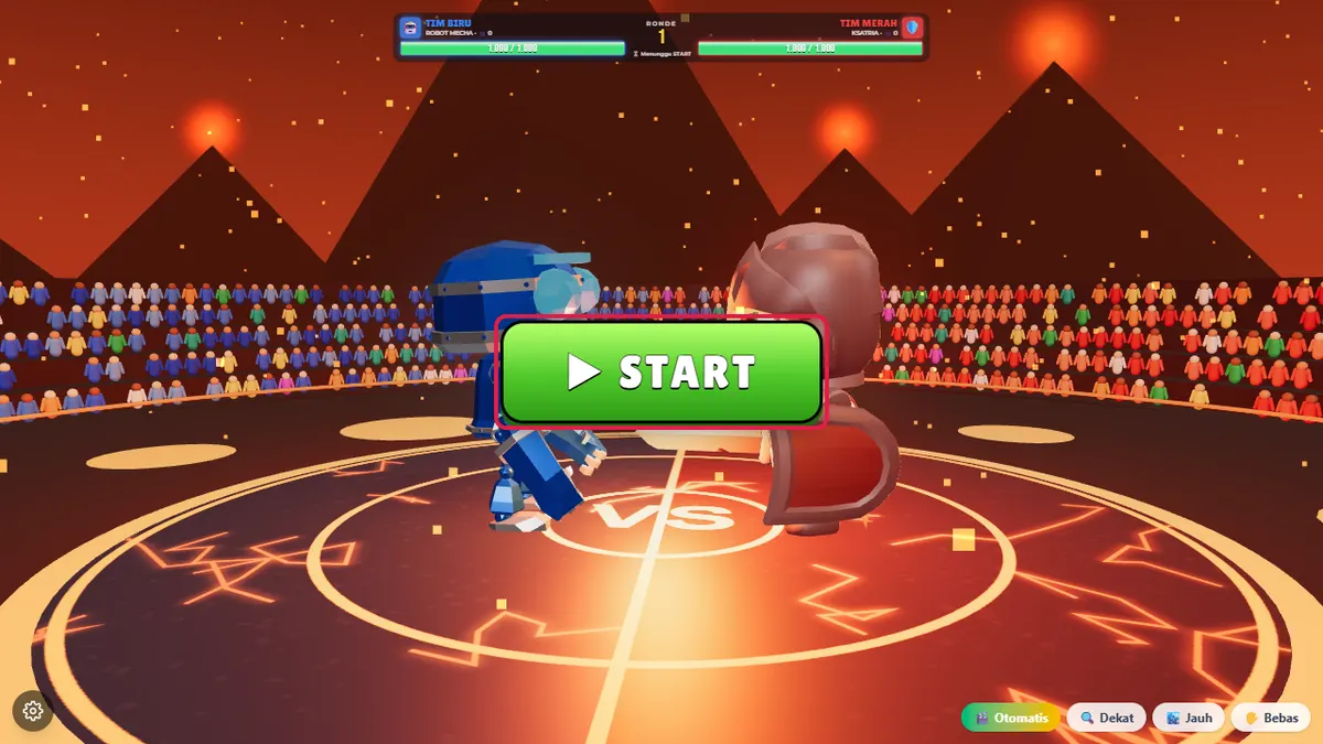Window Mainkan: tombol ▶ START di tengah layar
