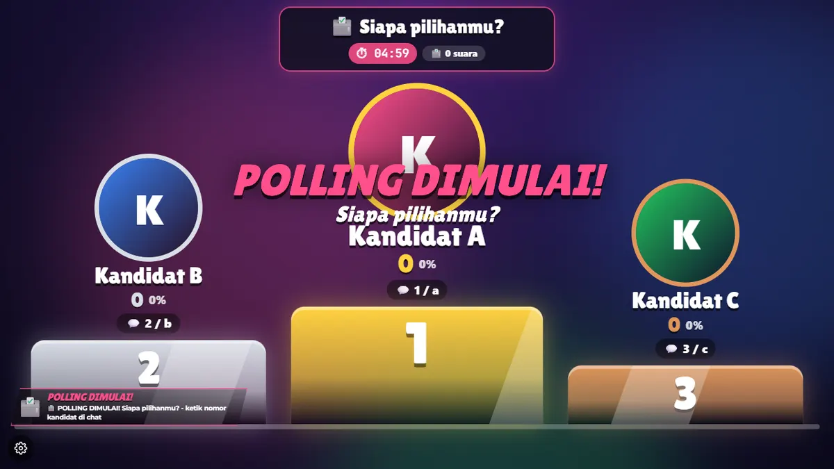 Banner POLLING DIMULAI! setelah START