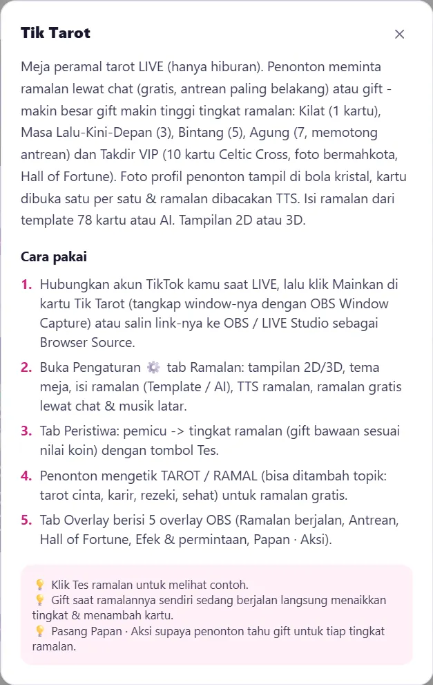 Isi Bantuan (?) Tik Tarot