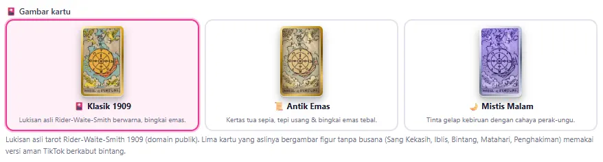 Pilihan Gambar kartu: Klasik 1909, Antik Emas, Mistis Malam
