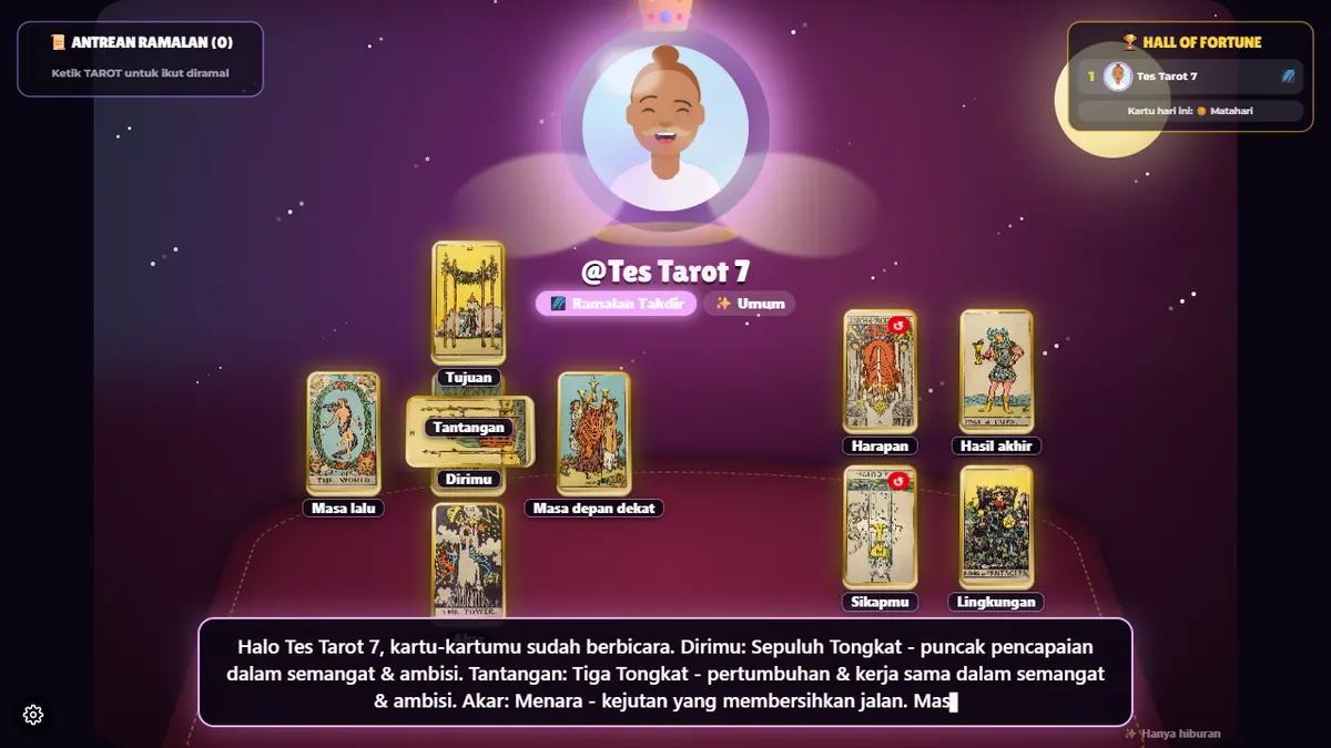 Cuplikan meja tarot (latar teks tips)