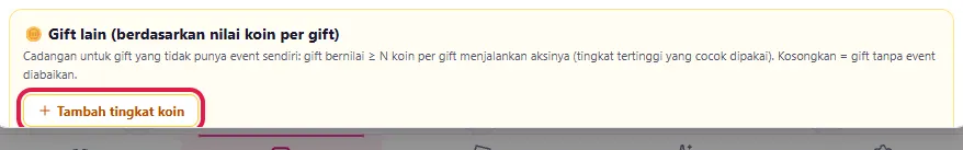 Kotak kuning 🪙 Gift lain di Tik Kaiju dan tombol Tambah tingkat koin