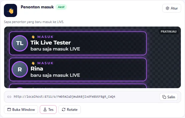 Kartu Penonton masuk setelah Tes - kartu MASUK LIVE!