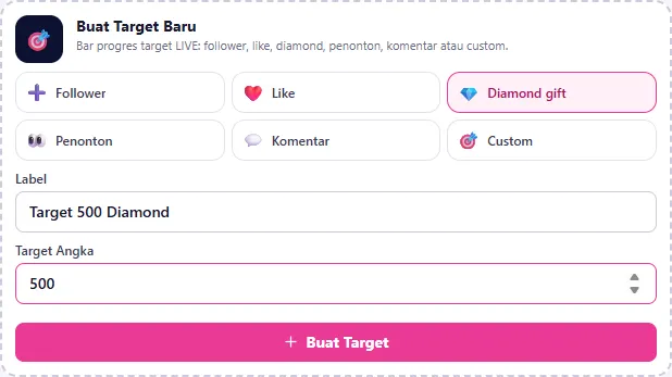 Target kedua: Diamond gift, Target 500 Diamond, 500