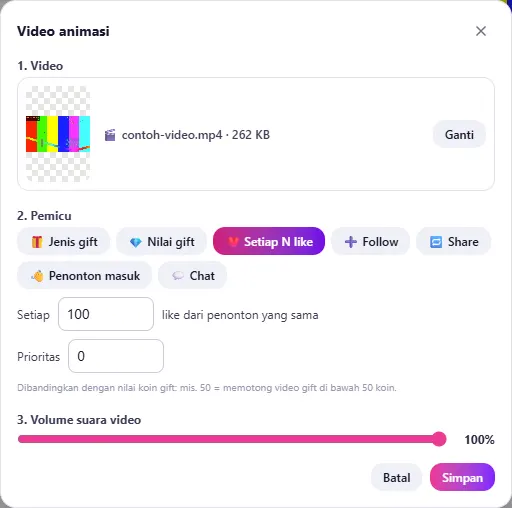 Pemicu Setiap N like dengan kolom Prioritas