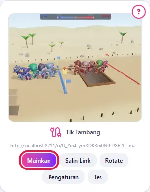 Tab Game - kartu Tik Tambang, klik Mainkan