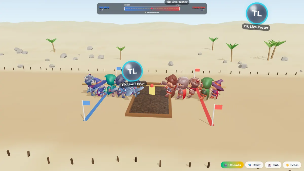 Gelembung foto penonton tampil di atas game Tik Tambang