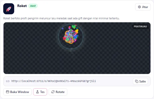 Hasil Tes: roket meledak di pratinjau kartu