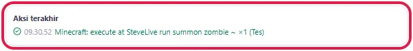 Aksi terakhir: Minecraft: execute at ... summon zombie ×1 (Tes)