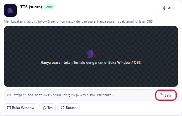 Tombol Salin link overlay TTS