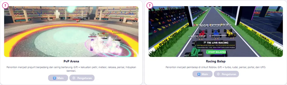 Kartu PvP Arena & Racing Balap: tombol Main & Pengaturan masih abu-abu
