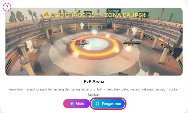 Klik Pengaturan di kartu PvP Arena