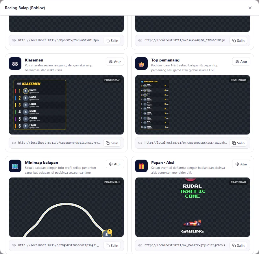 Kartu overlay Racing: Minimap balapan & Papan · Aksi