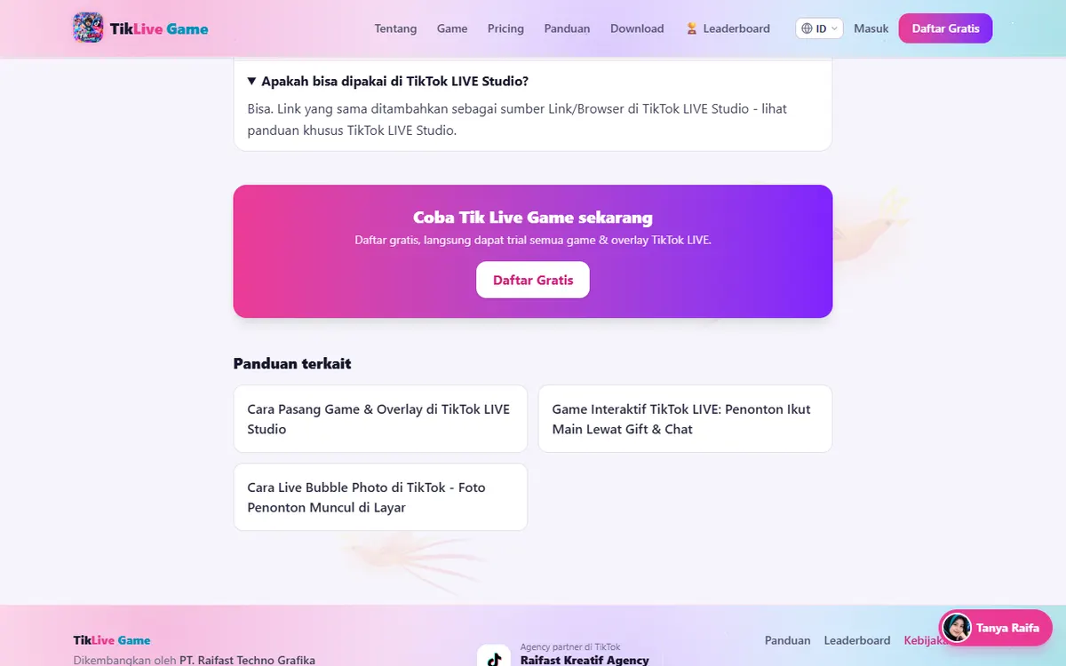 Kotak Coba Tik Live Game sekarang (Daftar Gratis) & Panduan terkait