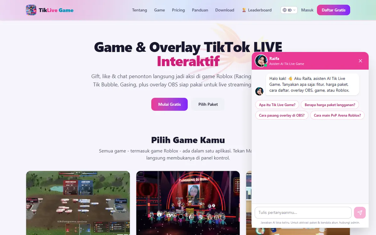 Website: jendela Tanya Raifa dengan saran pertanyaan versi website